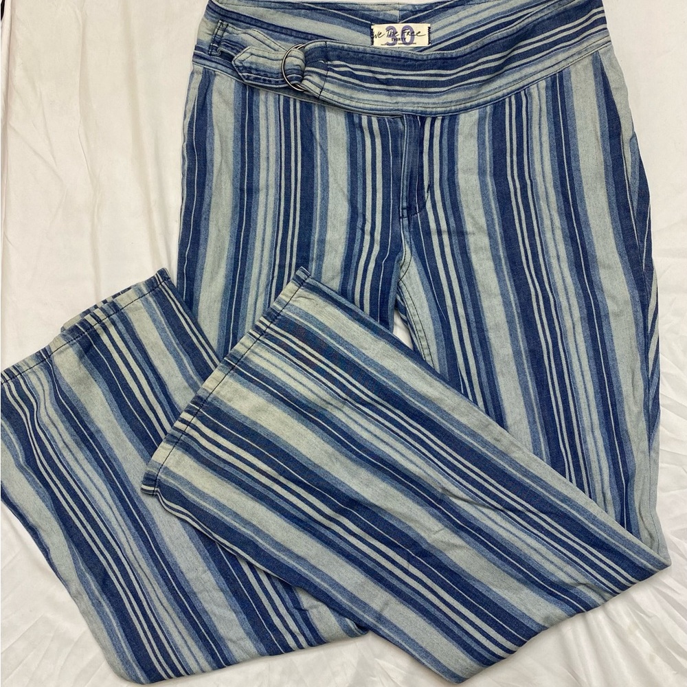 We The Free Blue Striped Flare Jeans